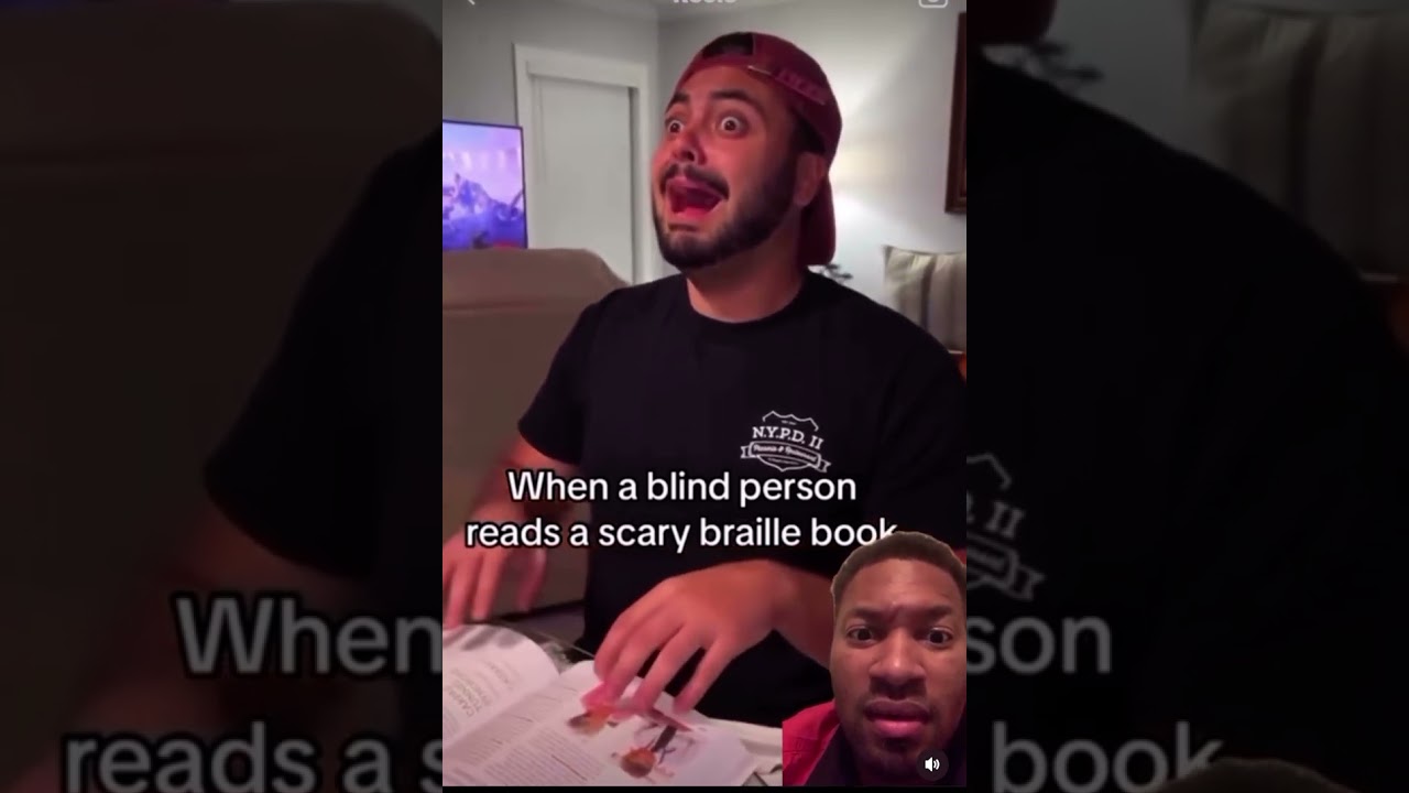 A BLIND PERSON READING A SCARY BRAILLE BOOK  #spooky #scary #books #funny #entertainment