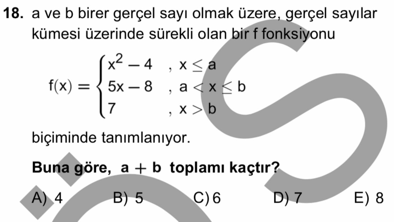 AYT 2021 MATEMATİK 18. SORU S&Uuml;REKLİLİK SORUSU
