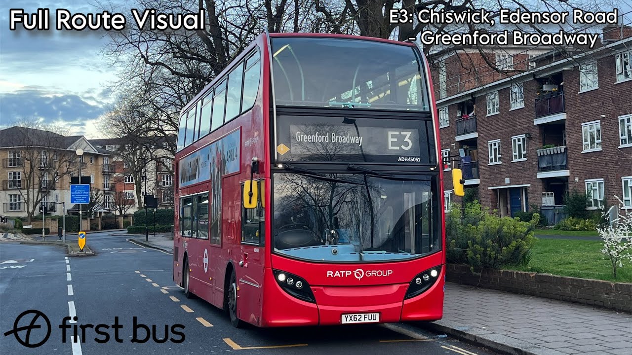 Full Route Visual | London Bus Route E3: Chiswick, Edensor Road - Greenford Broadway | ADH45051