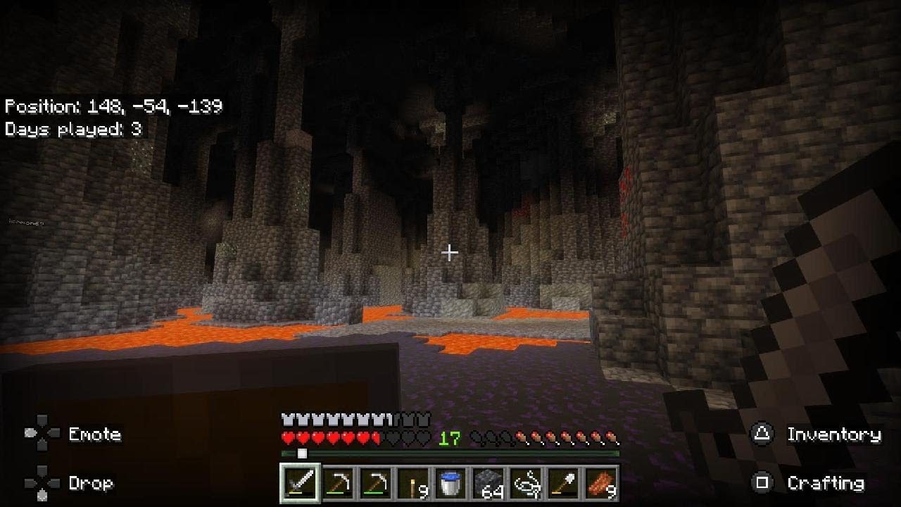 Playing Minecraft and caving for diamonds