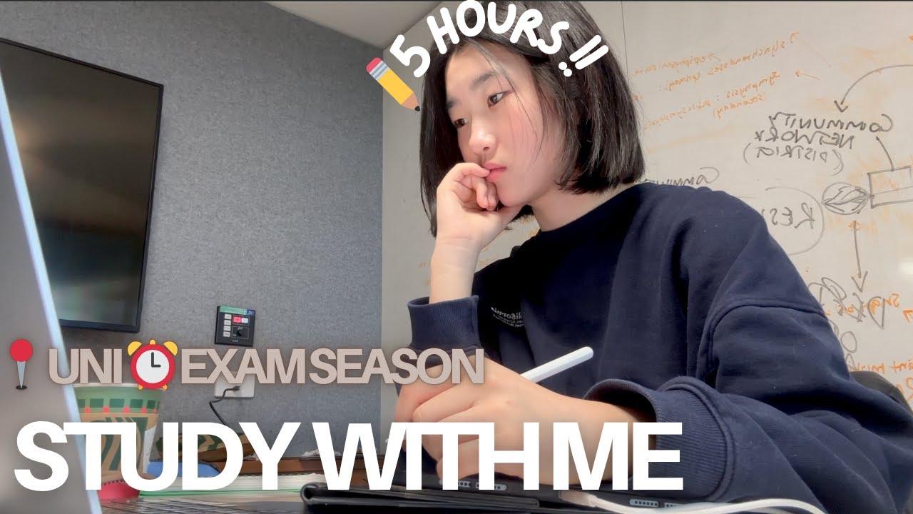 silent study with me at uni during final exam season! | 50/10 pomodoro 5 hours! 🍎