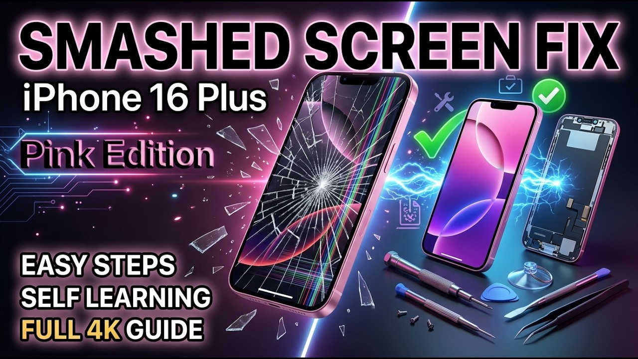 Apple iPhone 16 Plus Pink Edition Smashed Screen Replacement 4K Full Video Tutorial
