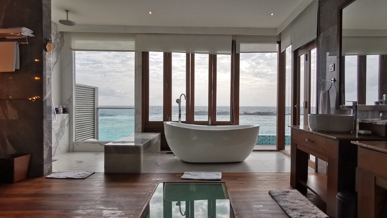 Atmosphere Kanifushi Maldives, Sunset water villa with pool, room tour @AllHotelReview