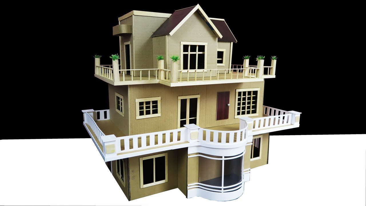 Building A Beautiful Mansion House From Cardboard ( Dream House ) Popsicle Stick House #2