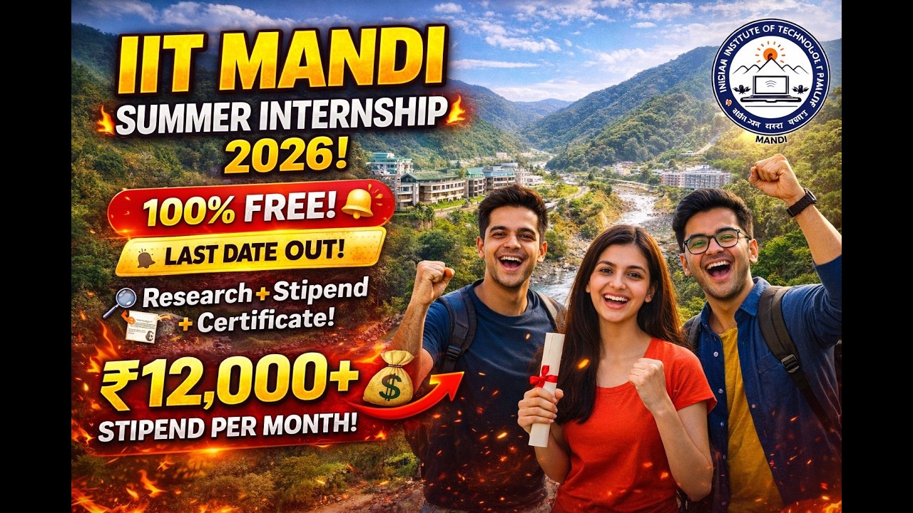 IIT Mandi Summer Internship 2026 | ₹10,000 Stipend + Apply Link & Eligibility (UG/PG) #IITMandi