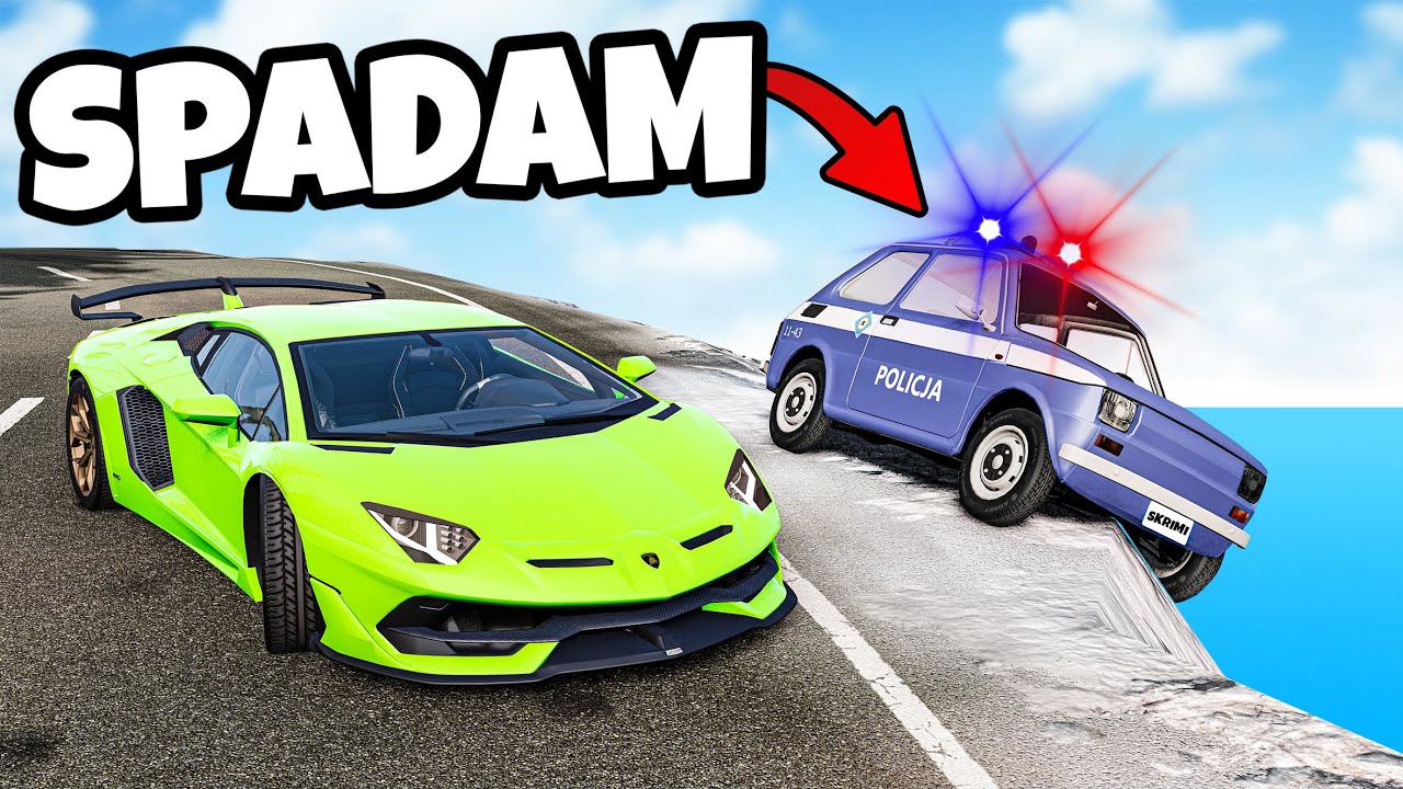 ❄️ GONI MNIE POLICJA I SPADA Z KLIFU!? | BeamNG Drive |