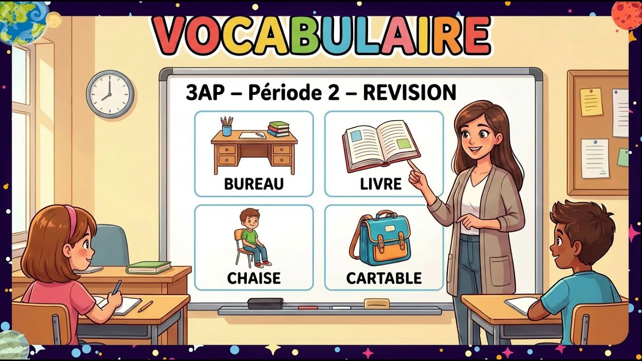 المدرسة الرائدة- المستوى  الثالث- المرحلة 2 - مراجعة -vocabulaire/français-