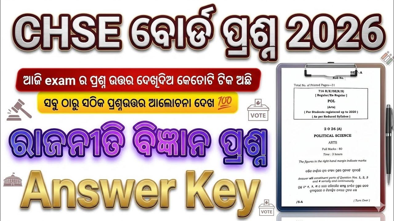 Political science +2 second year || 2026 board exam ||  Answer key