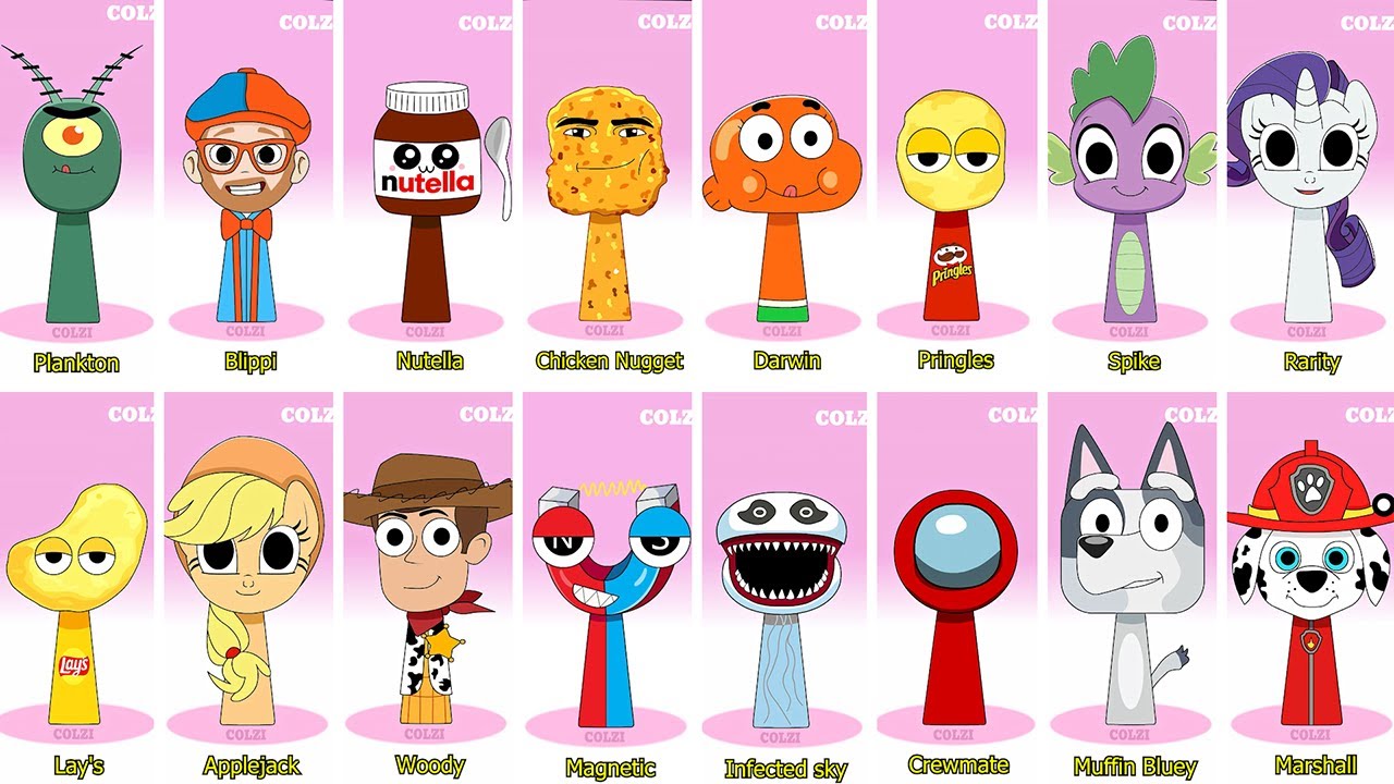 Incredibox Sprunki OC Phase 1 to Phase 4 Plankton, Blippi, Nutella, Gegagedigedagedago, Darwin