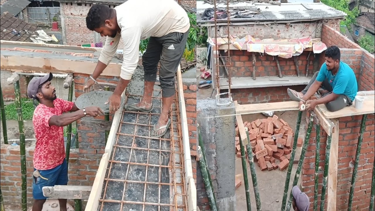 Lintel Reinforcement-Beautiful with 23x33 size House lintel Level Concrete-Using by sand and cement