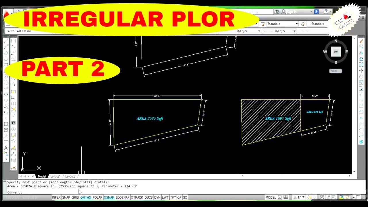 How To plot an irregular area in AutoCAD PART 2  || Create Diagonal Plot in Autocad || CAD CAREER