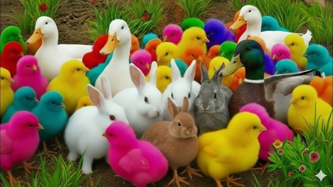 Tangkap ayam warna warni bebek dan kelinci lucu