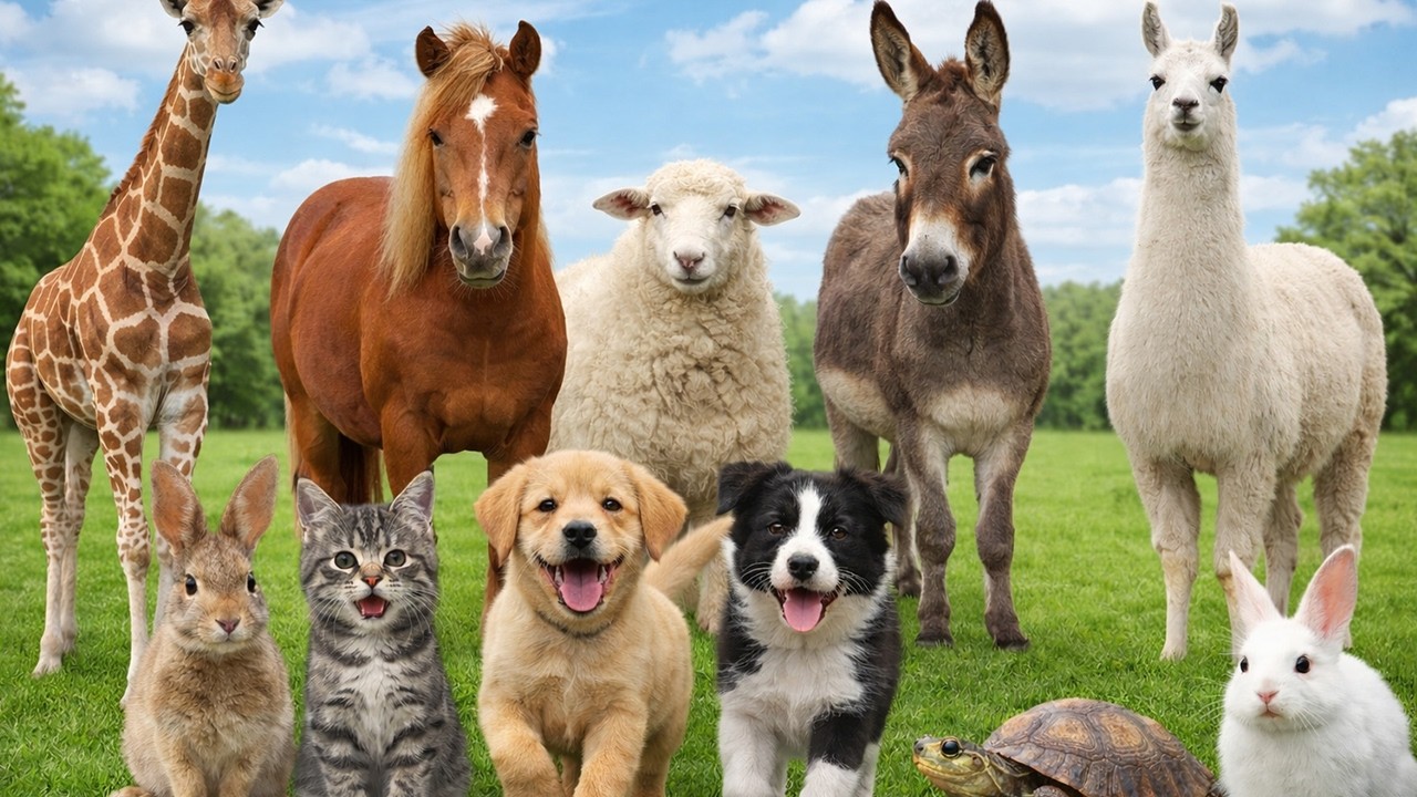 Cute & Real Animal Sounds 4K | Rabbit, Goose, Donkey, Turkey, Dog, Cat