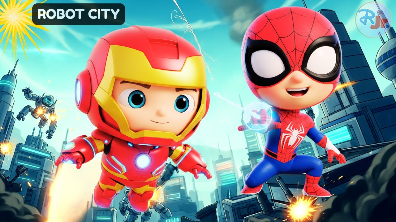 Superhero Rescue! 🦸&zwj;♂️🤖 Can Iron Man & Spider-Man Save Robot City? 🌟