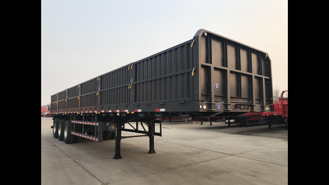 Genron brand 3 axles 60 tons drop side semi trailer export to Africa
