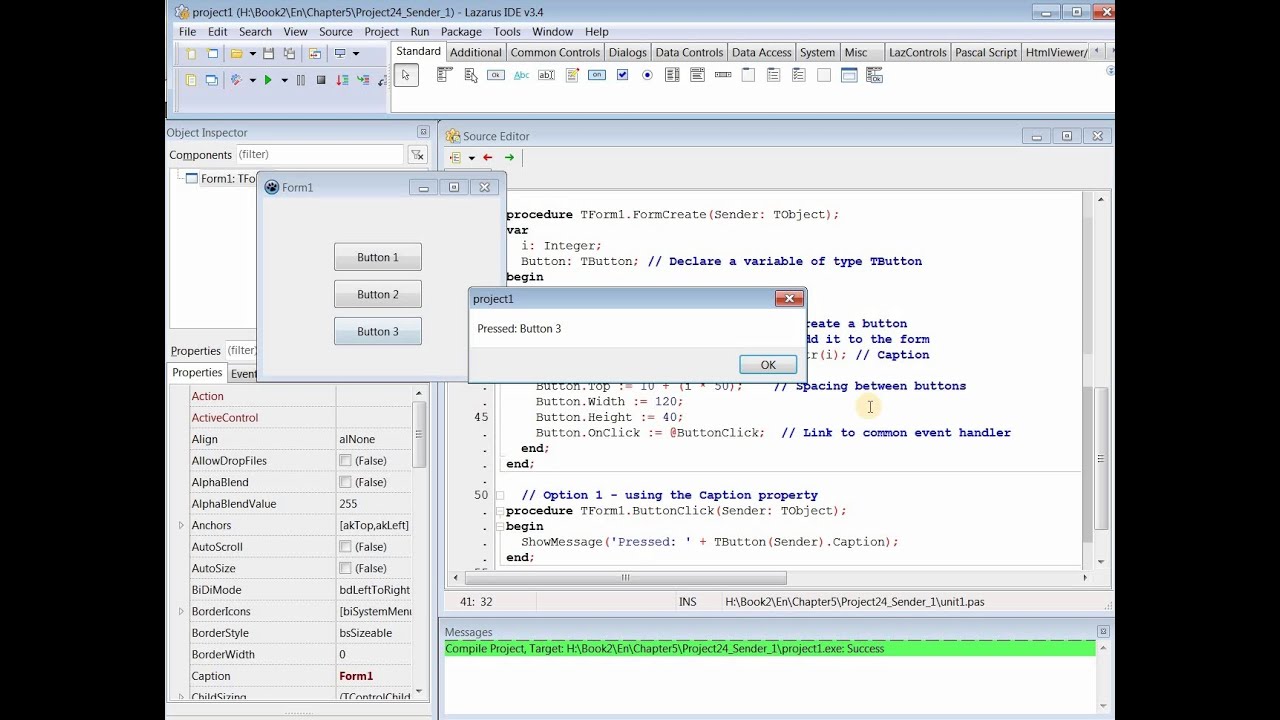Lesson 42 from my second book of Lazarus IDE.Useful structures. 7.Parameter(Object) Sender- Part III