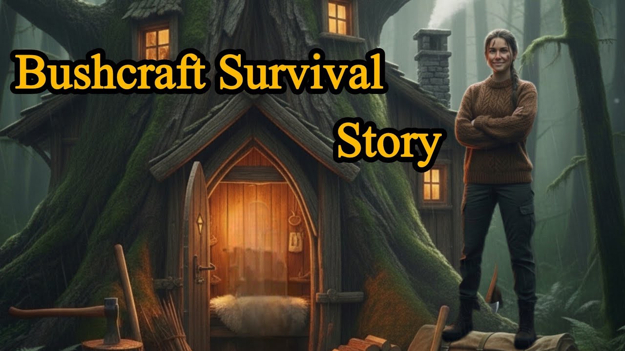 Building a Bushcraft Survival Home Inside a Giant Tree