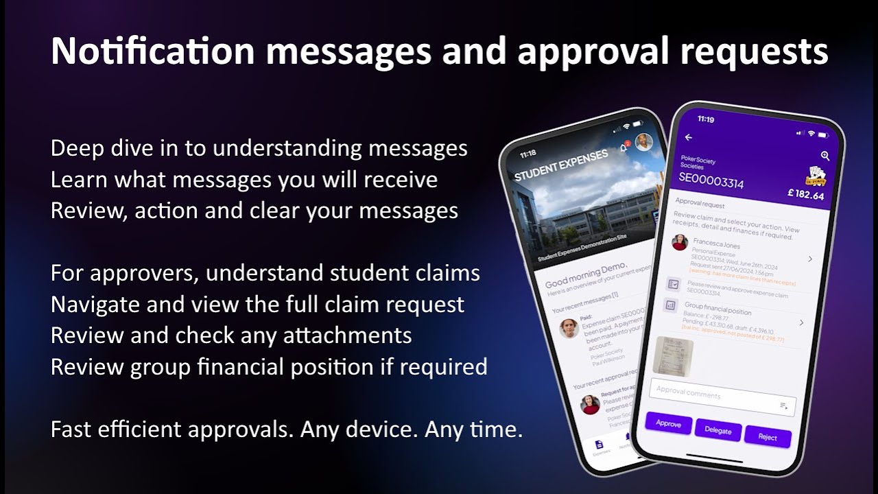 Student Expenses - Notifications and approval requests