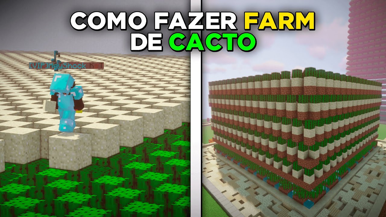 Como fazer FARM DE CACTO no MINECRAFT - Os 2 Tipos - Servidor GladMC