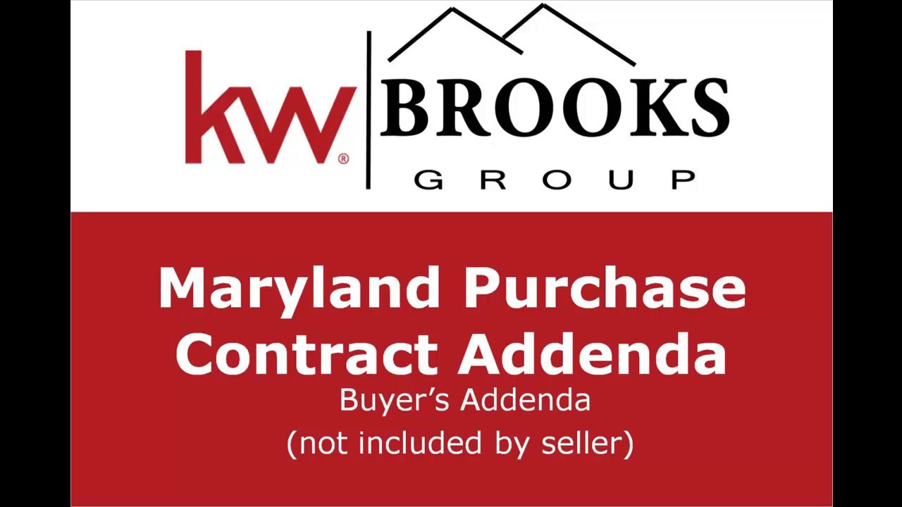 Maryland Purchase Contract Addenda - Real Estate Training