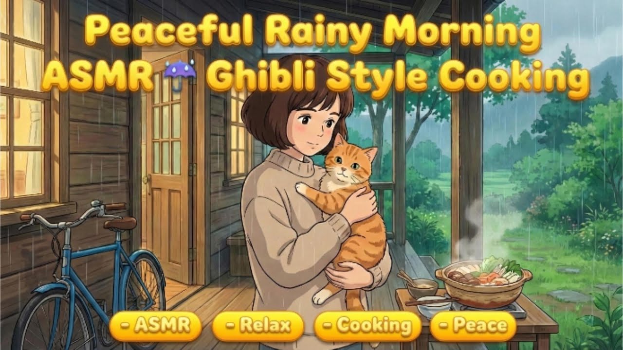 Peaceful Rainy Morning ASMR ☔ Ghibli Style Hotpot Cooking #asmr