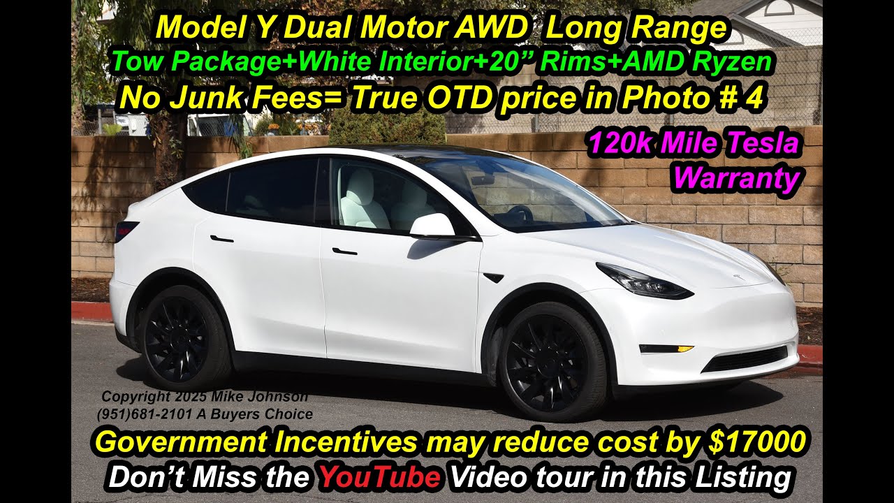 Tesla Model Y 2022 года с двумя двигателями и увеличенным запасом хода, пакетом для буксировки, ч...