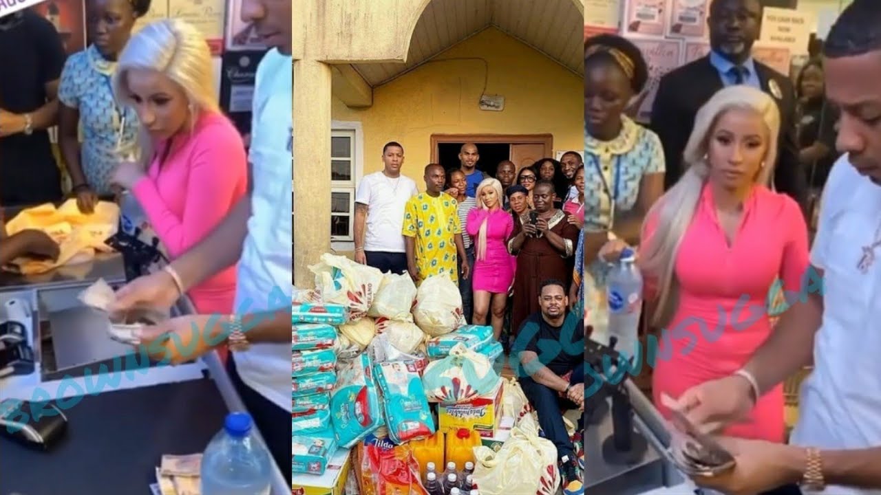 Cardi B In Nigeria Buying Families Car Loads Of Groceries & Having Fun