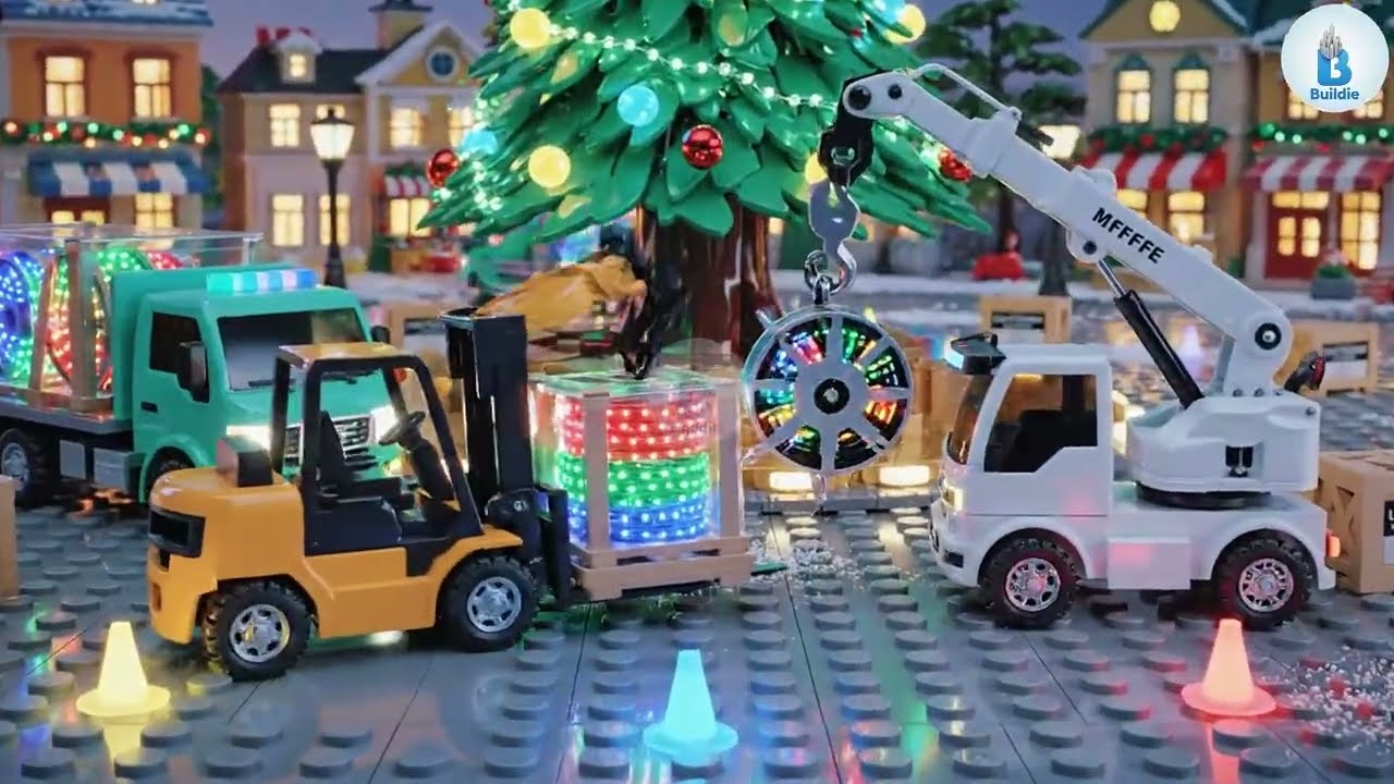 MINITOY METROPOLIS: Tiny Toy Machines Clear the Snow for a Giant Christmas Tree!