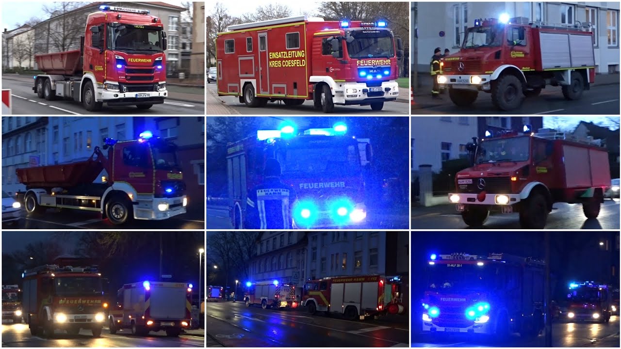 [FULL CITY ALARM] GERMAN EMERGENCY SERVICES RESPONDING TO FLOODING WITH LIGHTS AND SIRENS
