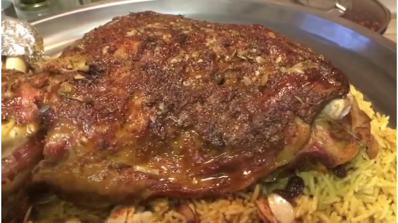 طريقه عمل كتف الخروف بالفرن  مع رز بخاري
