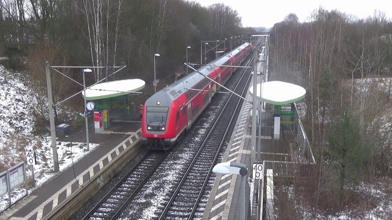 Zugverkehr in Ahrensburg-Gartenholz (RE 8, RE 80, RB 81, ICE u. a.) im Januar 2021