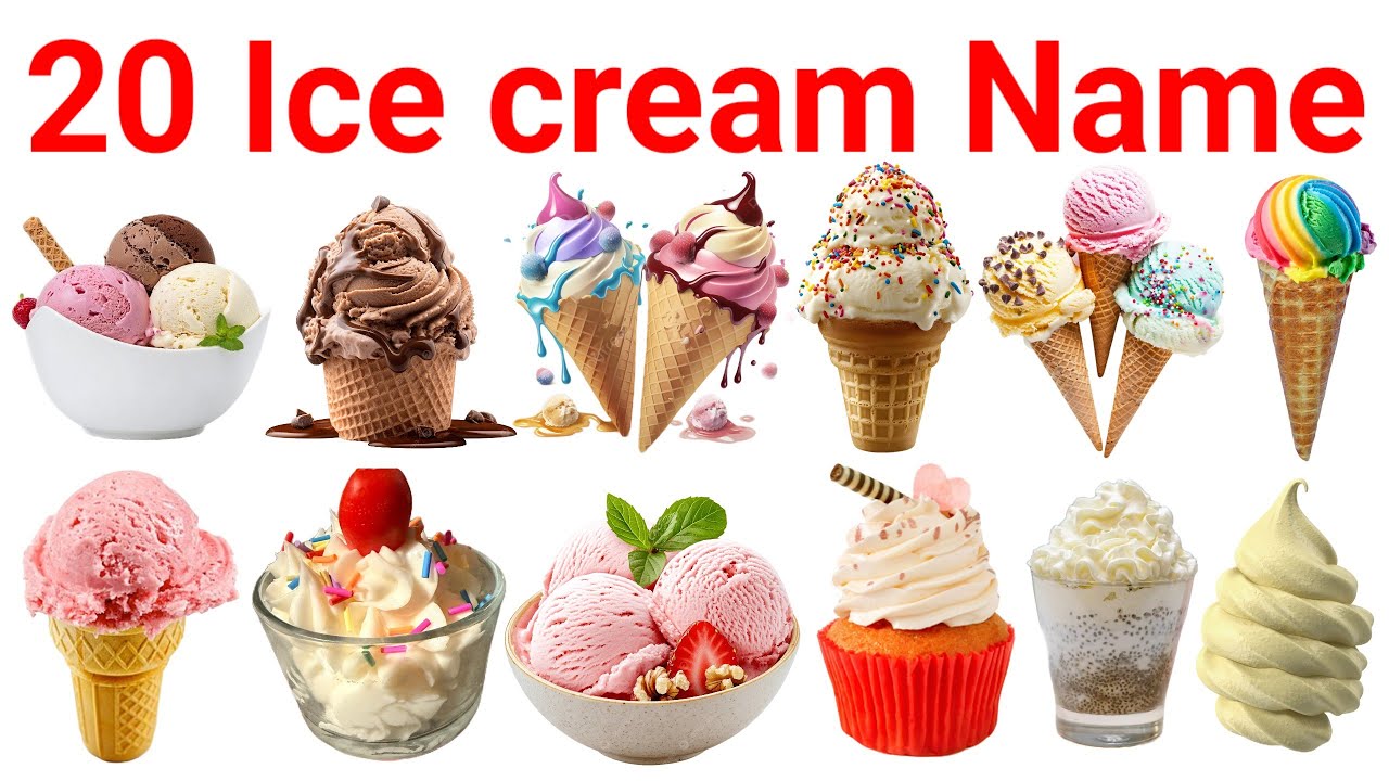 20 Ice Cream Names in English and Hindi | आइसक्रीम के 20 नाम | Kids Learning Video