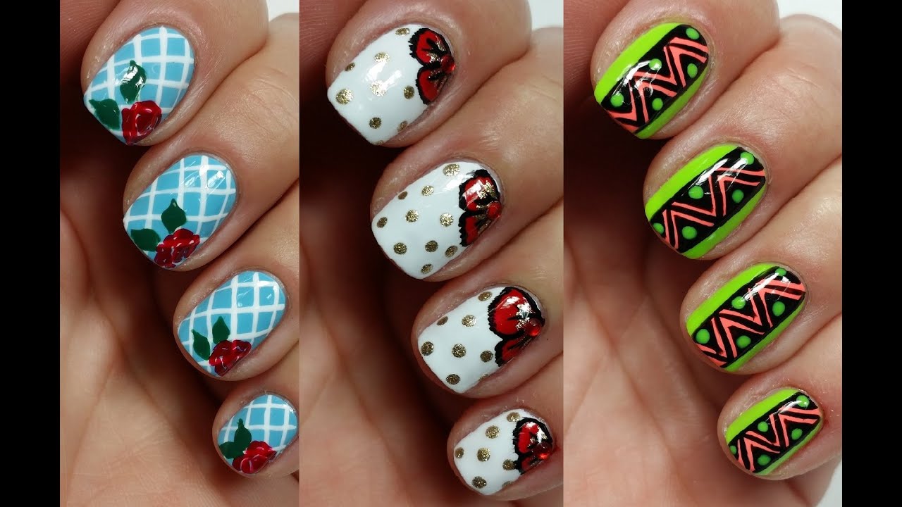 3 Easy Nail Art Designs for Short Nails | Freehand