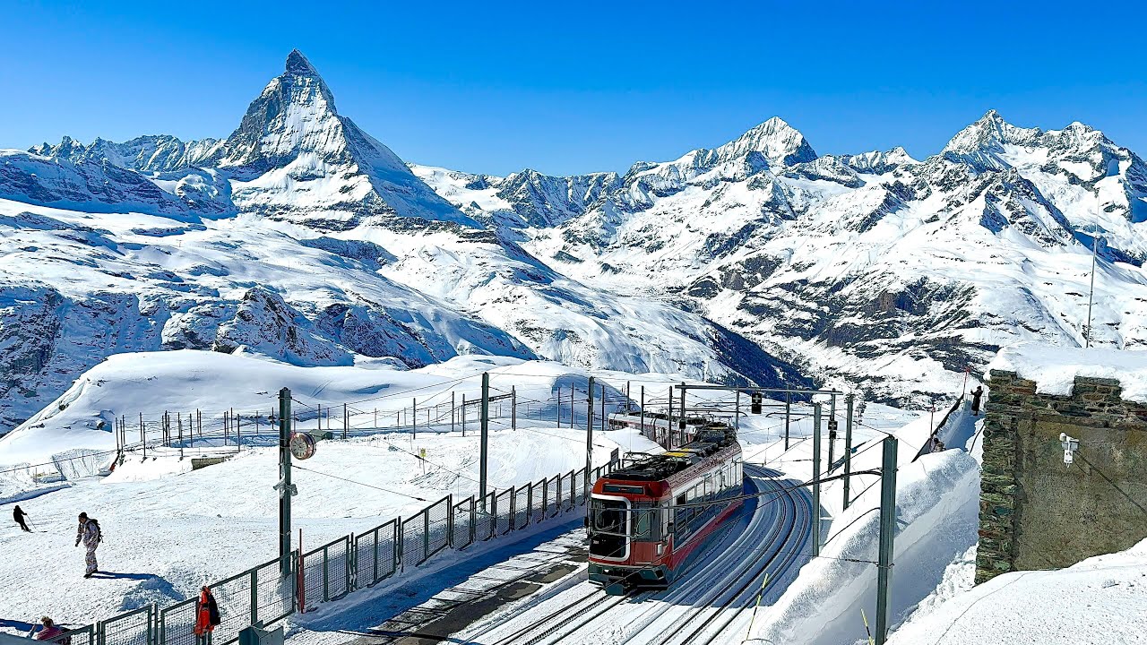 Winter Cab ride - Gornergrat Bahn Zermatt Switzerland | Most Beautiful Train Driver view 4K