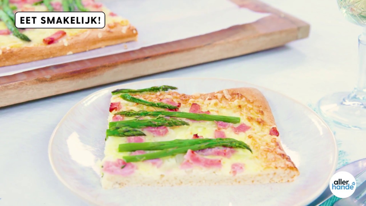 Wat eten we vandaag? Pizza met groene asperges en ham - Allerhande