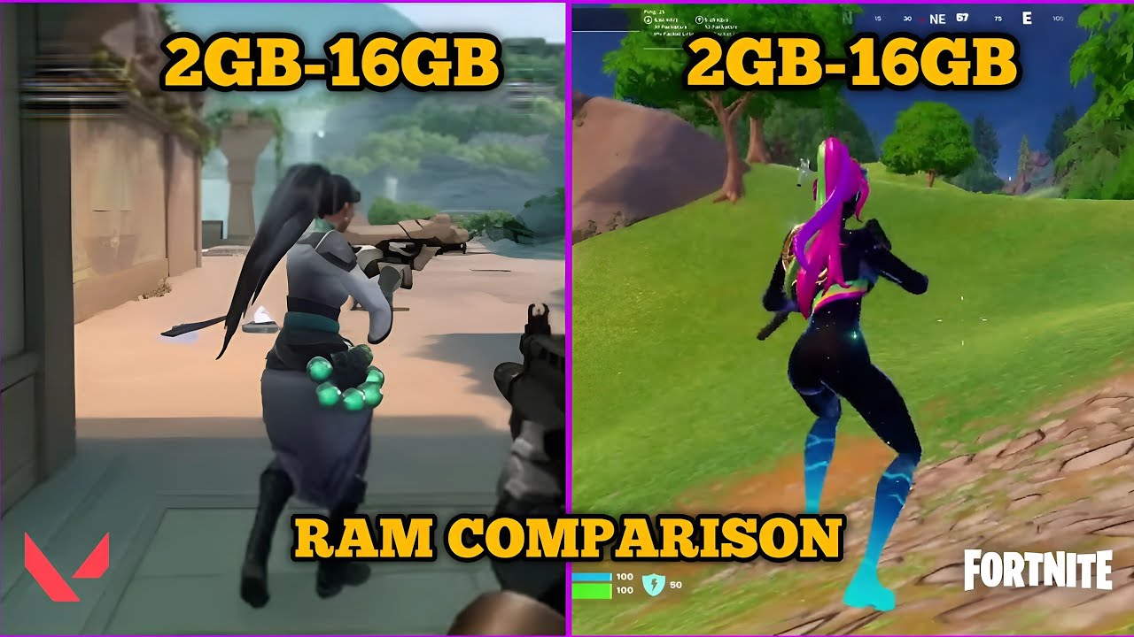VALORANT VS FORTNITE RAM COMPARISON 2GB VS 4GB VS 8GB VS 12GB VS 16GB