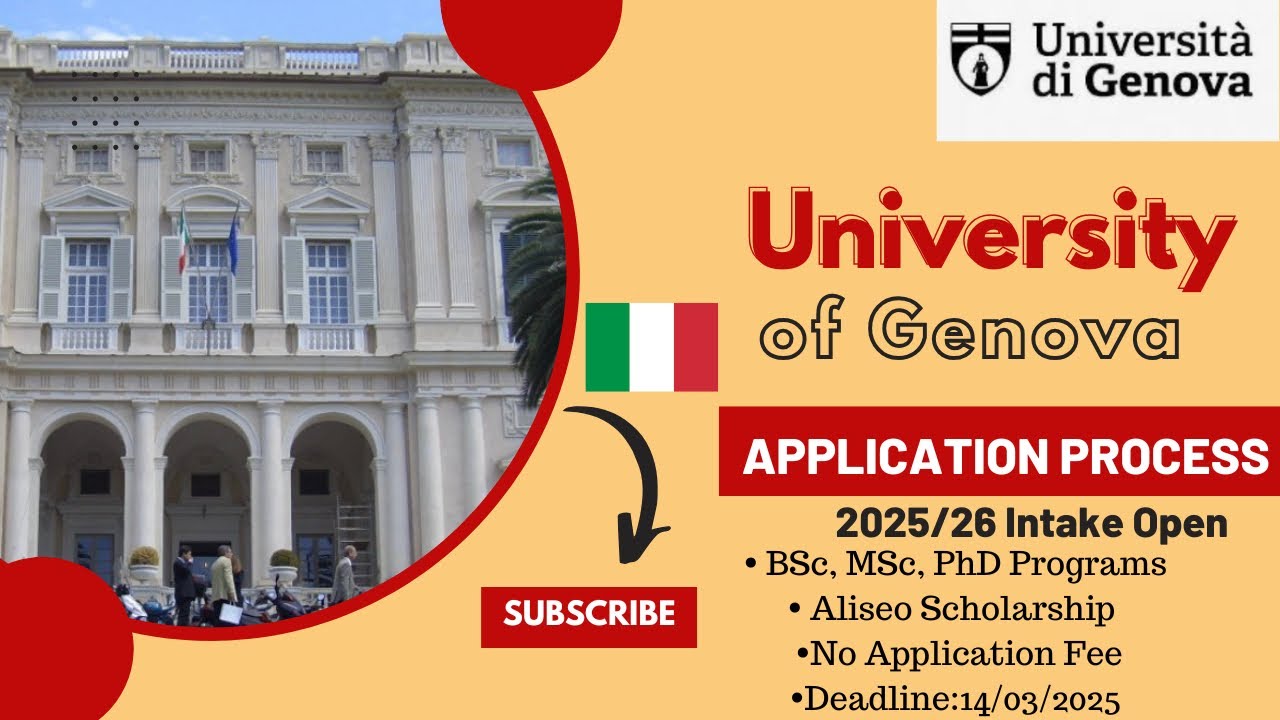 UNIVERSITY OF GENOVA 2025 APPLICATION PROCESS, NO APPLICATION FEE, NO IELTS |STUDY IN ITALY 2025