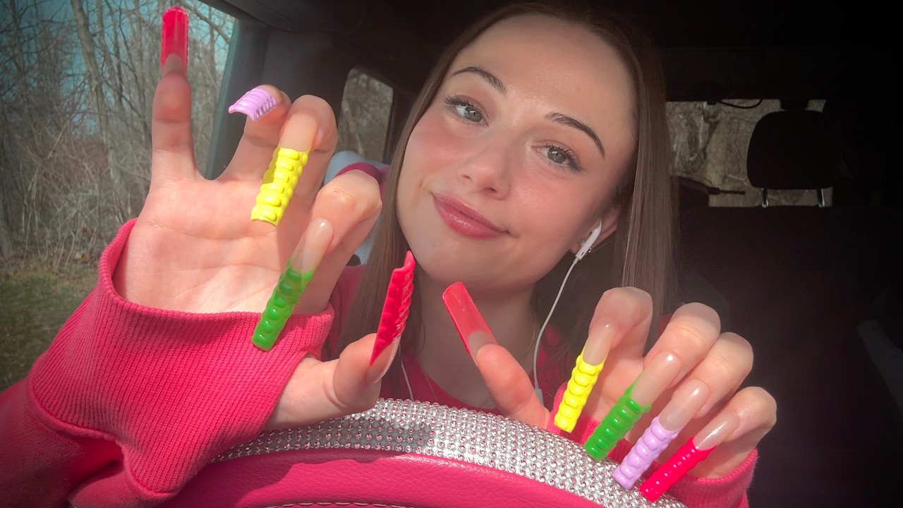 asmr in my car with square nails ✨🚙