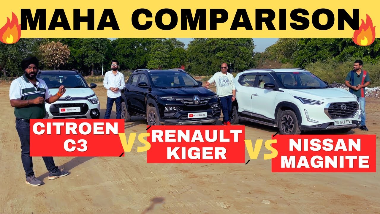 Citroen C3 Turbo vs Renault Kiger Turbo vs Nissan Magnite Turbo | Maha Comparison