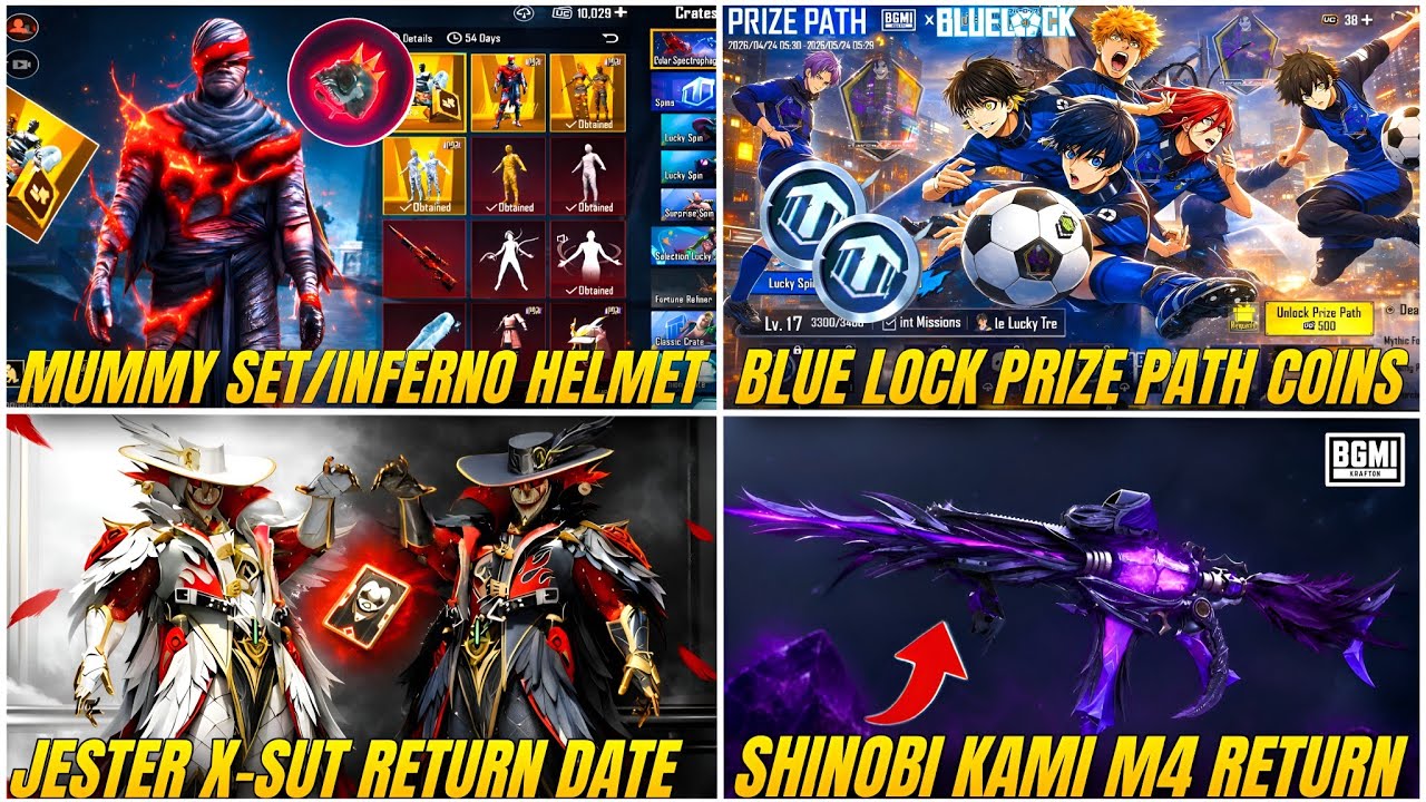 BGMI MUMMY ANIVERSARY CRATE | INFERNO RIDER HELMET | NEXT PRIZE PATH LUCKY COINS | SHINOBI KAMI M4 