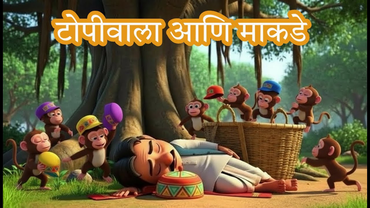 टोपीवाला आणि माकडे | Topiwala aani Makde | Gosht|  बाल संस्कार कथा |गोष्टी| Moral Stories