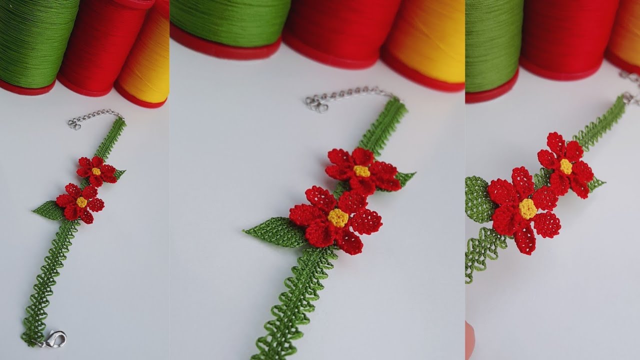 YAZMA KENARINA BAŞLAMIŞTIM VAZGEÇTİM BİLEKLİK YAPTIM bileklik yapımı wristband making flower  DIY