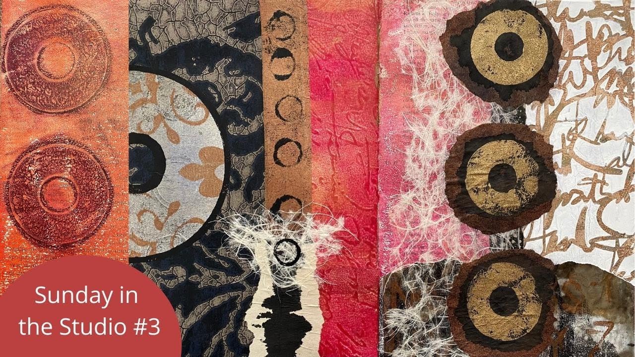 Gelli Printing the Perfect Circle Shape for Collage Papers - Sunday In The Studio #3