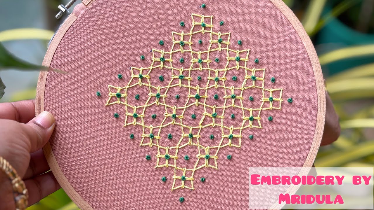 Geometric floral embroidery design to add charm and texture to garments 