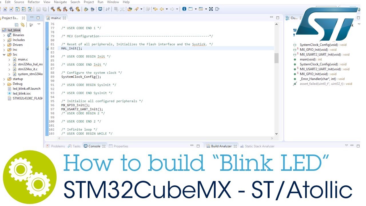 How to build a &ldquo;Blink LED&rdquo; project from STM32CubeMX for ST/Atollic TrueSTUDIO&reg; for STM32&trade;