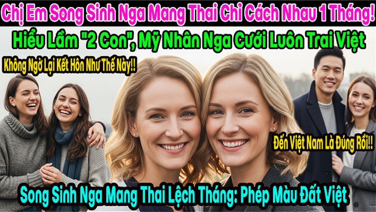 Duyên Phận Kỳ Diệu: Cặp Song Sinh Nga Lấy Chồng Việt, Cưới 3 Tháng Báo Tin Vui Chấn Động.