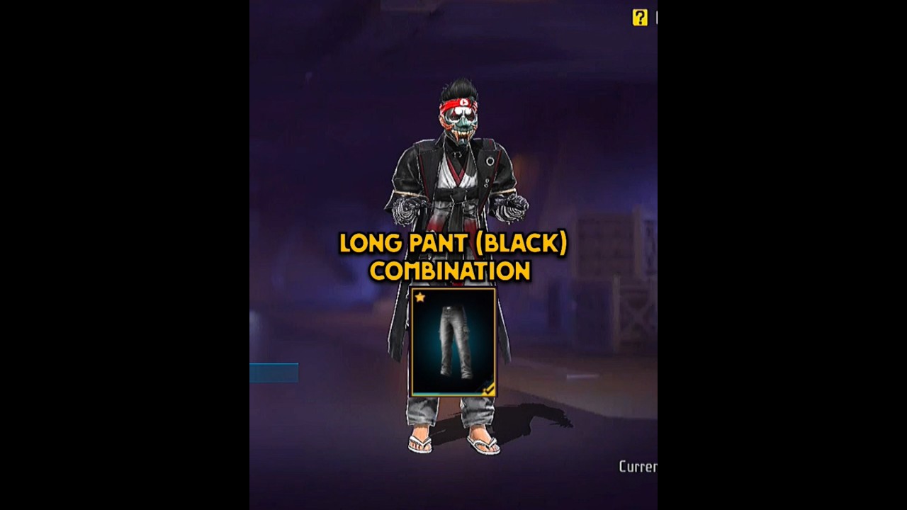 LONG PANT (BLACK) FREE STYLE COMBINATION☠️❤️&zwj;🔥|#shorts#trending#viral#freefire#freestyle#dresscombo