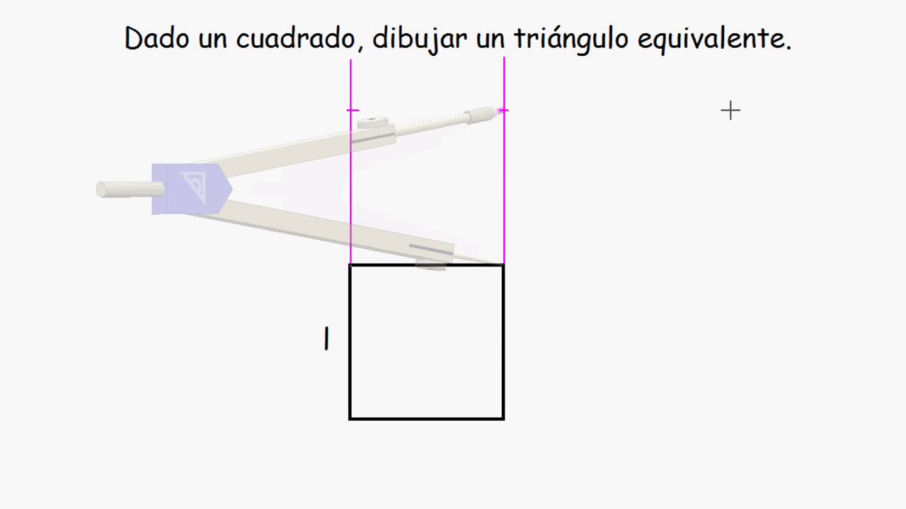 Dado un cuadrado, dibujar un triángulo equivalente.