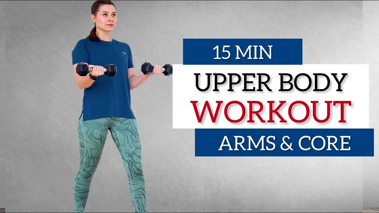 15 min  UPPER BODY + ABS WORKOUT / With Dumbbells /Arms, Abs, Chest & Back / Home workout