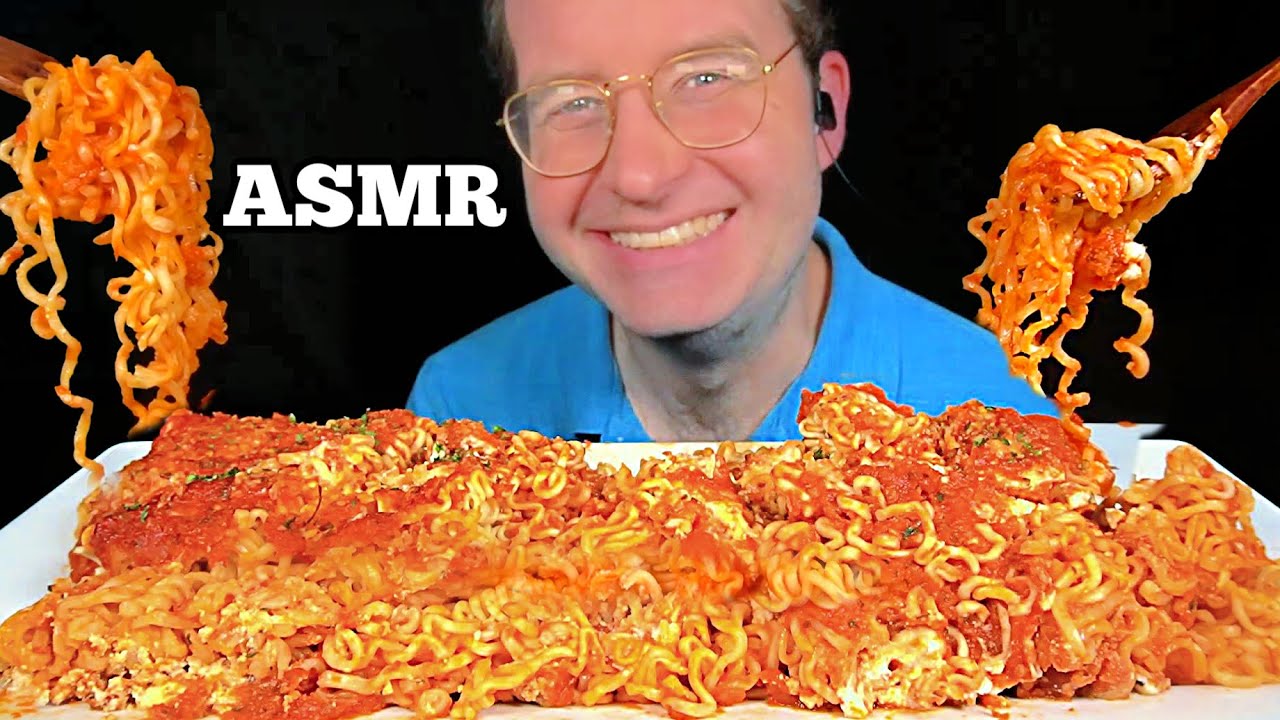 ASMR RAMEN LASAGNA MUKBANG (No Talking) EATING SOUNDS